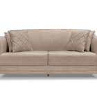 Sofá 2 Lugares 1,60 M Linho Rústico Areia Com Pés De Madeira