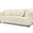 Sofá 2 Lugares 1,60 M Linho Rústico Natural Com Pés De Madeir