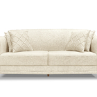 Sofá 2 Lugares 1,60 M Linho Rústico Natural Com Pés De Madeir