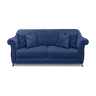 Sofá 2 Lugares 1,80 M Azul Marinho Com Pés De Madeira E 2 Alm