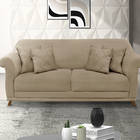 Sofá 2 Lugares 1,80 M Bege Com Pés De Madeira E 2 Almofadas A