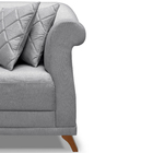 Sofá 2 Lugares 1,80 M Linho Cinza Com Pés De Madeira E 2 Almo