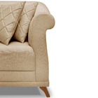 Sofá 2 Lugares 1,80 M Linho Dourado Com Pés De Madeira E 2 Al