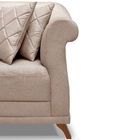 Sofá 2 Lugares 1,80 M Linho Rústico Areia Com Pés De Madeira