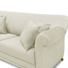 Sofá 2 Lugares 1,80 M Veludo Bege Com Pés De Madeira E 2 Almo