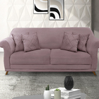 Sofá 2 Lugares 1,80 M Veludo Lilás Com Pés De Madeira E 2 Alm