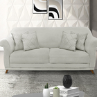 Sofá 2 Lugares 1,80 M Veludo Prata Com Pés De Madeira E 2 Alm