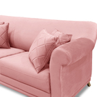 Sofá 2 Lugares 1,80 M Veludo Rosa Com Pés De Madeira E 2 Almo