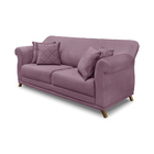 Sofá 2 Lugares 1,80 M Veludo Uva Com Pés De Madeira E 2 Almof