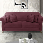 Sofá 2 Lugares 1,80 M Veludo Vinho Com Pés De Madeira E 2 Alm