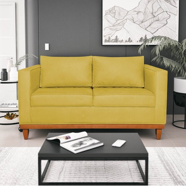 Sofá 2 Lugares 140cm Suede Esper  Amarelo