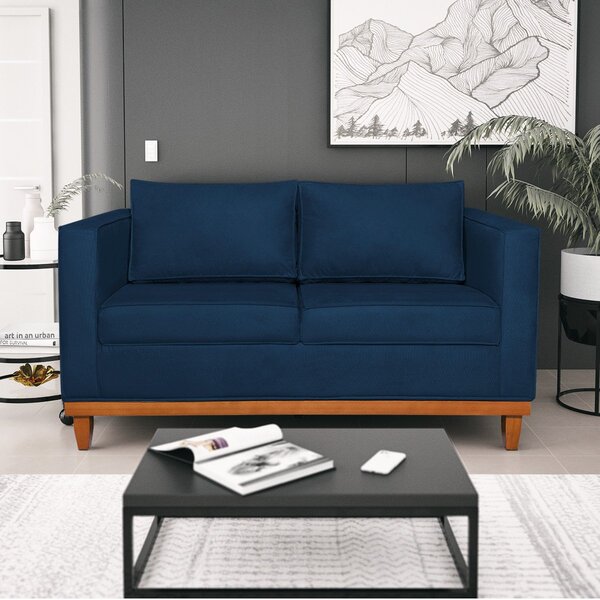 Sofá 2 Lugares 140cm Suede Esper  Azul Marinho