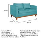 Sofá 2 Lugares 140cm Suede Esper  Azul Turquesa