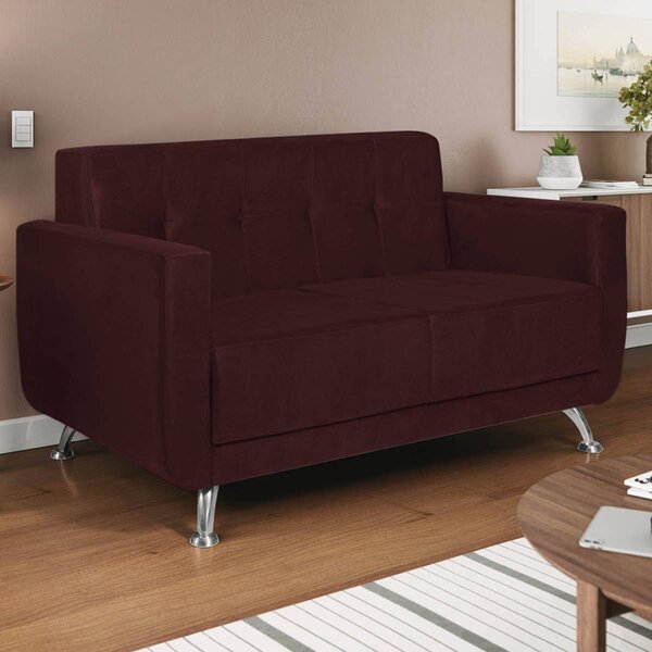 Sofá 2 Lugares 148cm Lille Corano Maranata Estofados Bordô