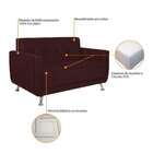 Sofá 2 Lugares 148cm Lille Corano Maranata Estofados Bordô