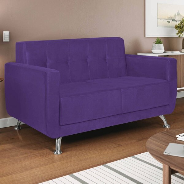 Sofá 2 Lugares 148cm Lille Corano Maranata Estofados Roxo