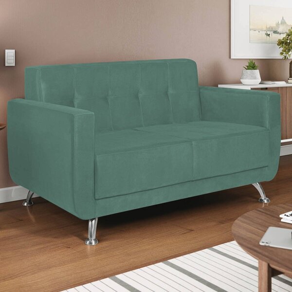 Sofá 2 Lugares 148cm Lille Linho Maranata Estofados Azul Turq