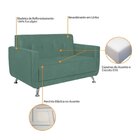 Sofá 2 Lugares 148cm Lille Linho Maranata Estofados Azul Turq