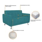 Sofá 2 Lugares 148cm Lille Suede Estofados Azul Turquesa