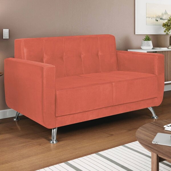 Sofá 2 Lugares 148cm Lille Suede Estofados Coral