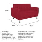Sofá 2 Lugares 148cm Lille Suede Estofados Vermelho