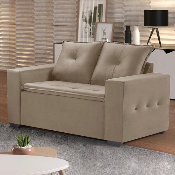 Sofá 2 Lugares 150cm M140 Martins Estofados Suede/bege