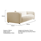 Sofá 2 Lugares 160cm Orgânico Luxo Recepção Cecília Bouclé -