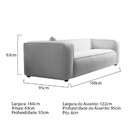 Sofá 2 Lugares 160cm Orgânico Luxo Recepção Cecília Linho - A