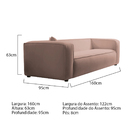 Sofá 2 Lugares 160cm Orgânico Luxo Recepção Cecília Linho - D