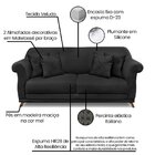 Sofá 2 Lugares 160cm Veludo Arras  Preto