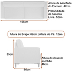 Sofá 2 Lugares 165cm Chili Linho Cinza - Sallar Home