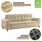 Sofá 2 Lugares 170cm Molas Ensacadas Com Base Madeira Maciça