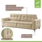 Sofá 2 Lugares 170cm Molas Ensacadas Com Base Madeira Maciça