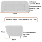 Sofá 2 Lugares 178cm Huskyer Veludo Terracota - Sallar Home