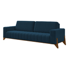 Sofá 2 Lugares 189cm Ouro Base Madeira Veludo Azul Marinho -