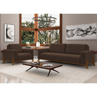 Sofá 2 Lugares 189cm Ouro Base Madeira Veludo Marrom - Sallar