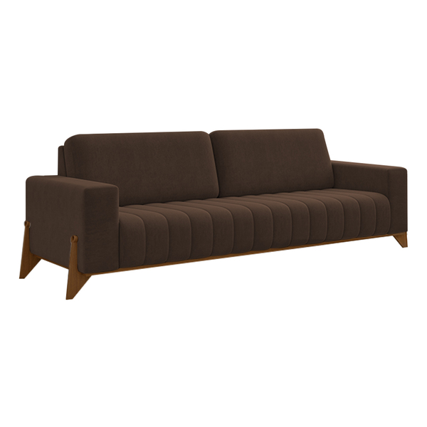Sofá 2 Lugares 189cm Ouro Base Madeira Veludo Marrom - Sallar