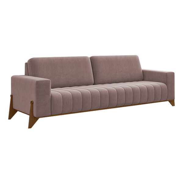 Sofá 2 Lugares 189cm Ouro Base Madeira Veludo Rosê - Sallar H