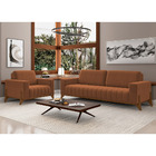 Sofá 2 Lugares 189cm Ouro Base Madeira Veludo Terracota - Sal