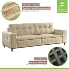 Sofá 2 Lugares 190cm Molas Ensacadas Com Base Madeira Maciça