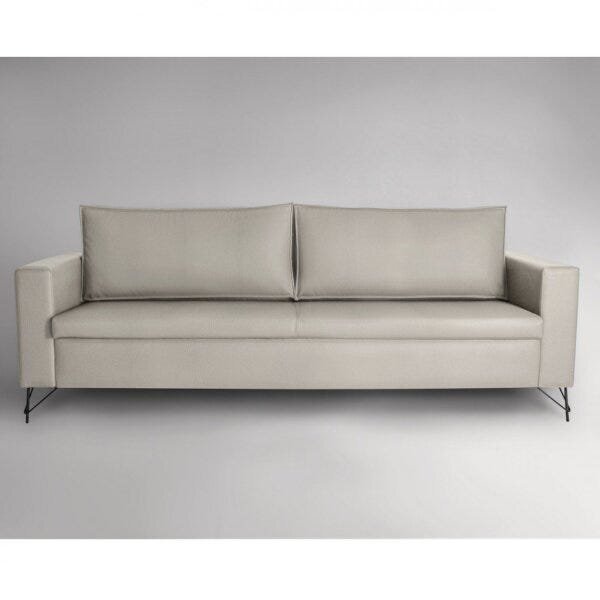 Sofa 2 Lugares 190cm Pes Em Aco Linho Adrian  Bege/imbuia