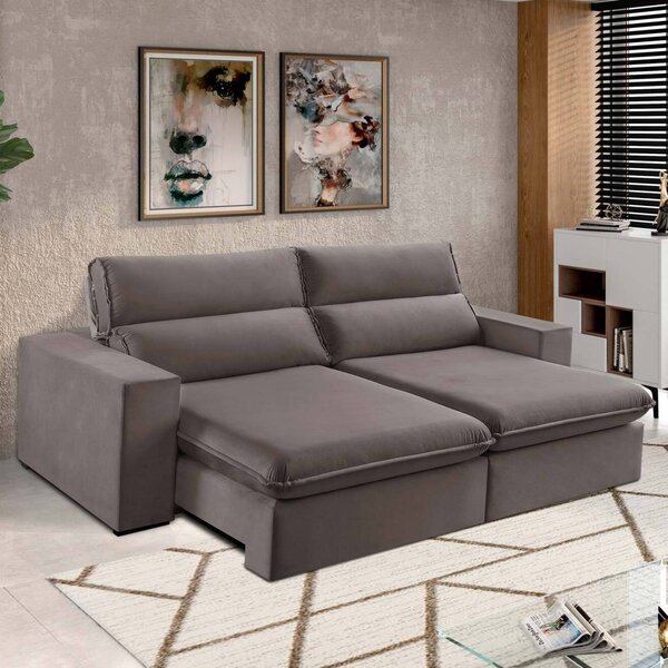 Sofá 2 Lugares 190cm Retrátil E Reclinável Free Veludo Bege N