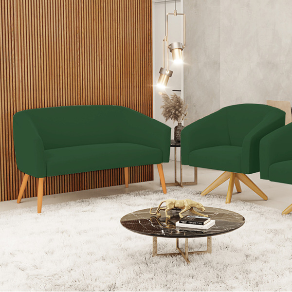 Sofá 2 Lugares 1 Poltrona Stella Base Giratória Ma30  Veludo