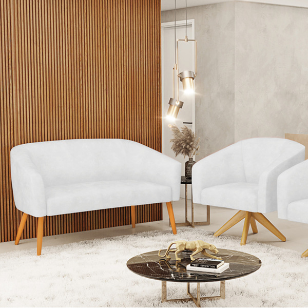 Sofá 2 Lugares 1 Poltrona Stella Base Giratória Ma30 Sintétic