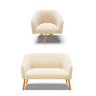 Sofá 2 Lugares 1 Poltrona Stella Base Giratória Ma30 Suede Be