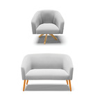 Sofá 2 Lugares 1 Poltrona Stella Base Giratória Ma30 Suede Ci