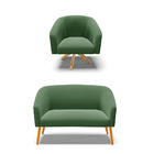 Sofá 2 Lugares 1 Poltrona Stella Base Giratória Ma30 Suede D0