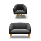 Sofá 2 Lugares 1 Poltrona Stella Base Giratória Ma30 Suede D0