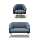 Sofá 2 Lugares 1 Poltrona Stella Base Giratória Ma30 Suede D0