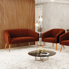 Sofá 2 Lugares 1 Poltrona Stella Pés Palito Castanho Bouclê T